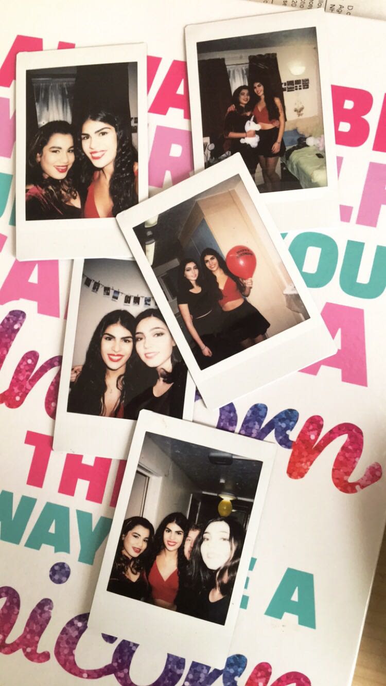 A series of polaroid photographs of Ela's time at university