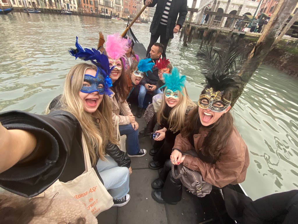 Lily-May and friends in a gondela